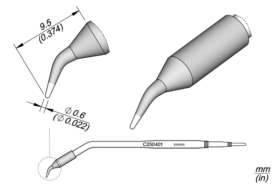 C250401 - Conical Bent Cartridge Ø 0.6